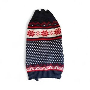 Dog Snowflake Sweater - Medium Sized Breeds - Red, White, and Dark Blue
